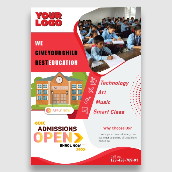 School Admission Poster ANd Banner Vector Template Design Download For Free