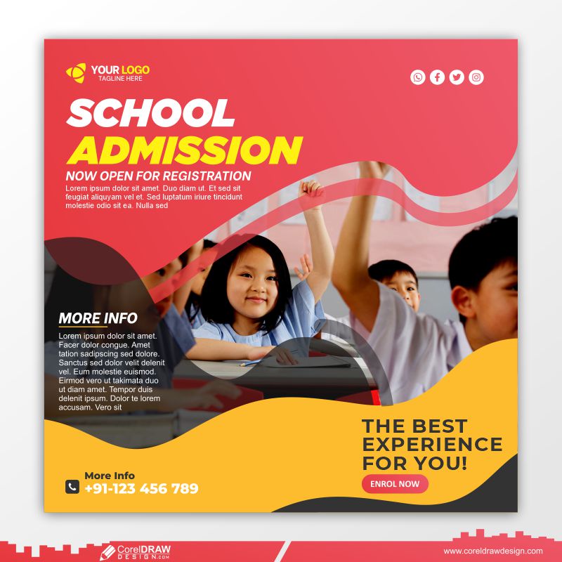 School Admission Social Media Post And Web Banner Template Free CDR