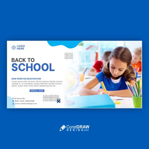School Education Admission Facebook Timeline Cover & Web Banner Premium Vector