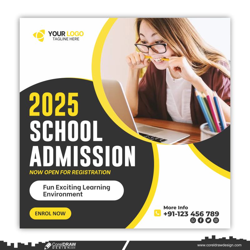 School Enrollment Primary Banner Template Free CDR