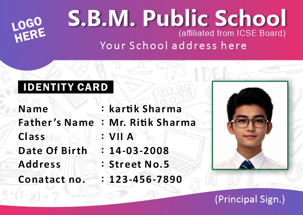 School Indentity Card Vector Creative Design For Free In CDR file