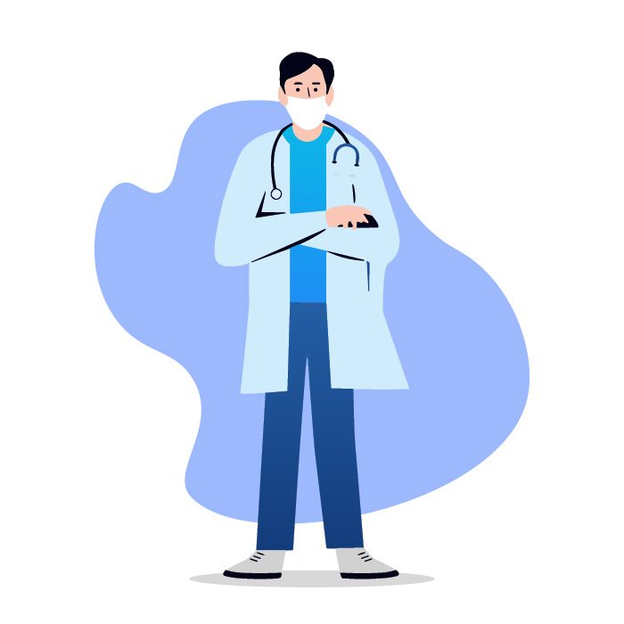 Senior Male doctor hospital character infographic vector