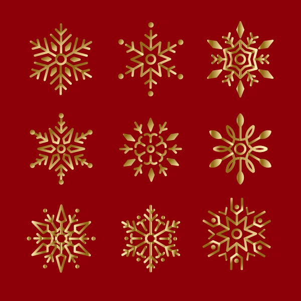 Set of golden snowflakes Christmas design vector Free CDR