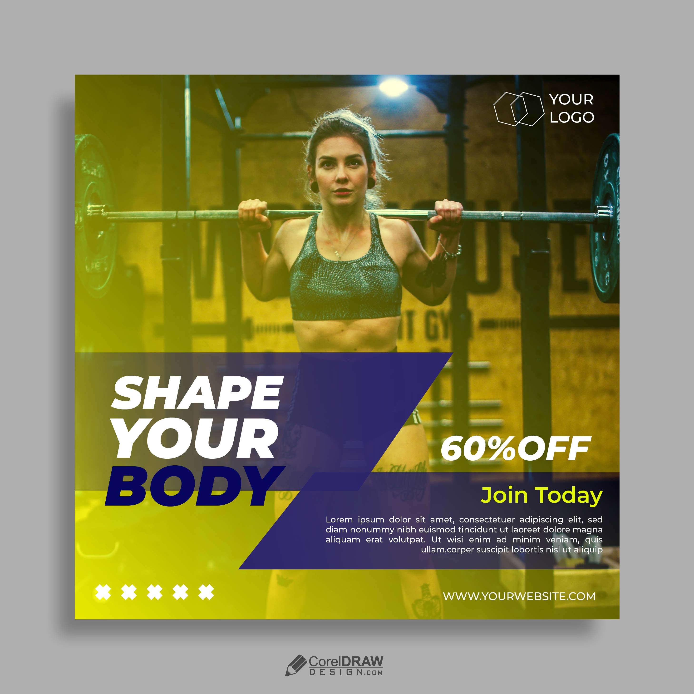 Edit Shape Your Body Fitness Banner  CorelDraw Design (Download Free CDR,  Vector, Stock Images, Tutorials, Tips & Tricks)