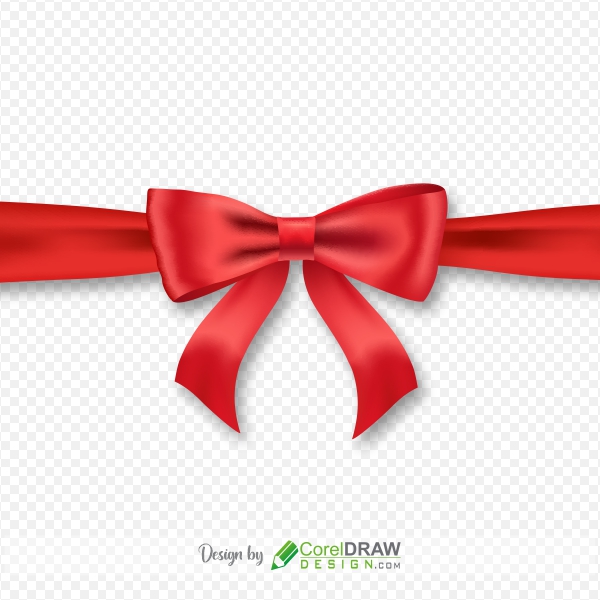 Shiny red satin ribbon. Vector bow and red ribbon, Free Vector CDR