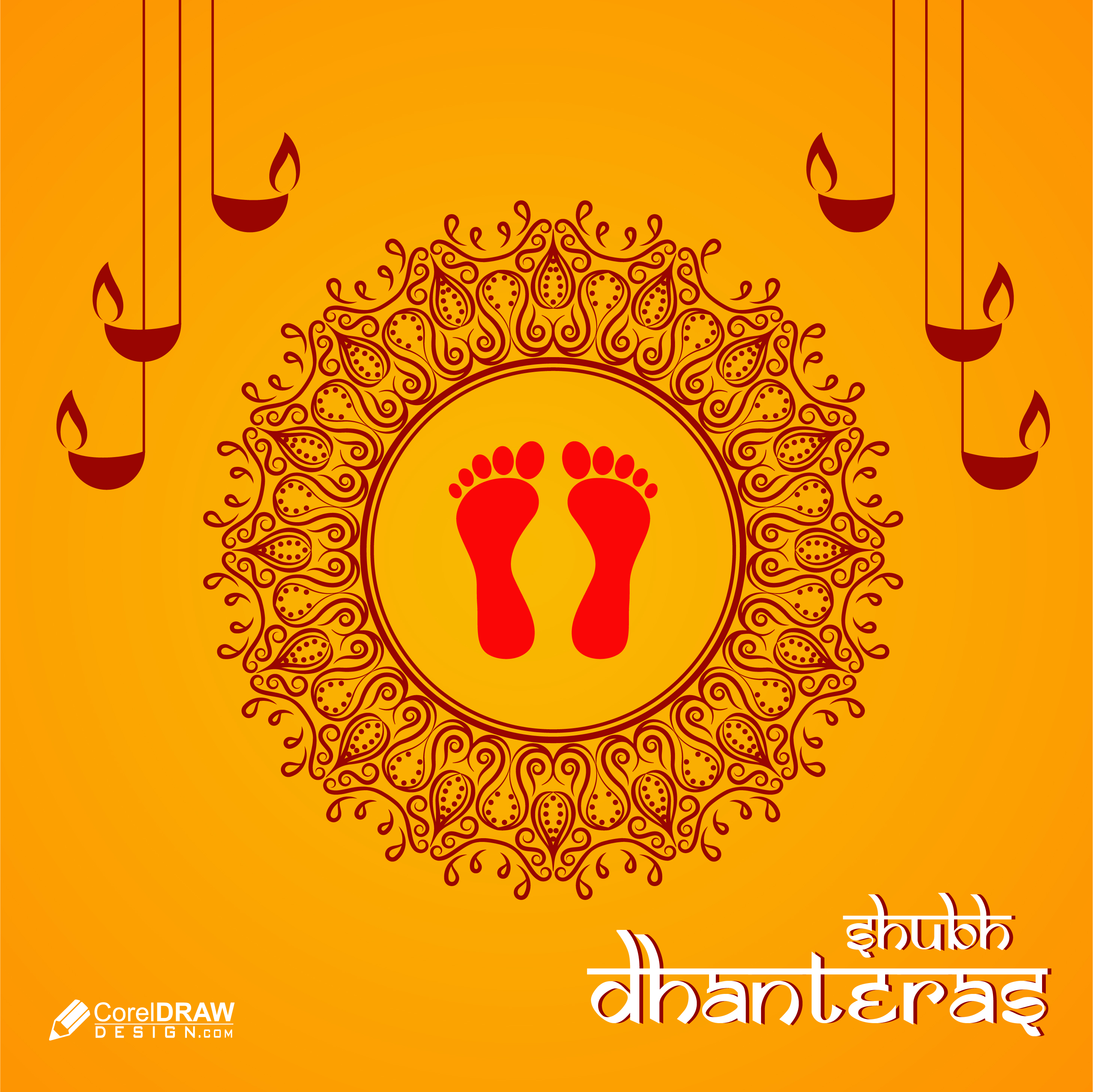 Shubh Dhanteras Wishes Card Vector Template