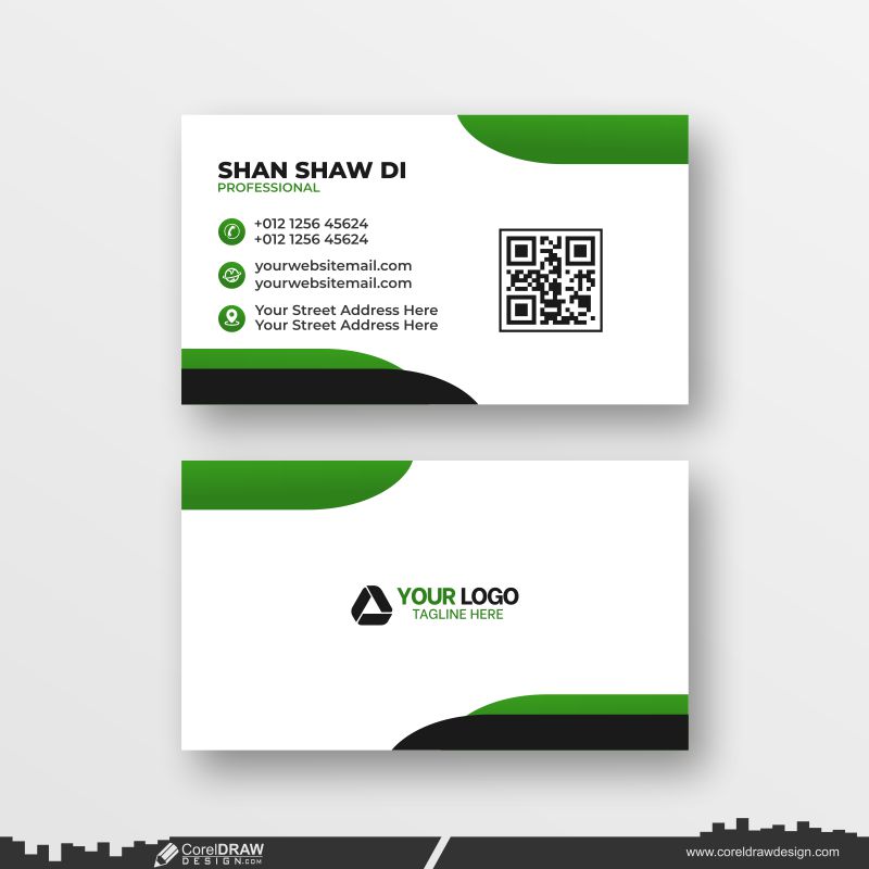 simple abstract green business card dowanload design free