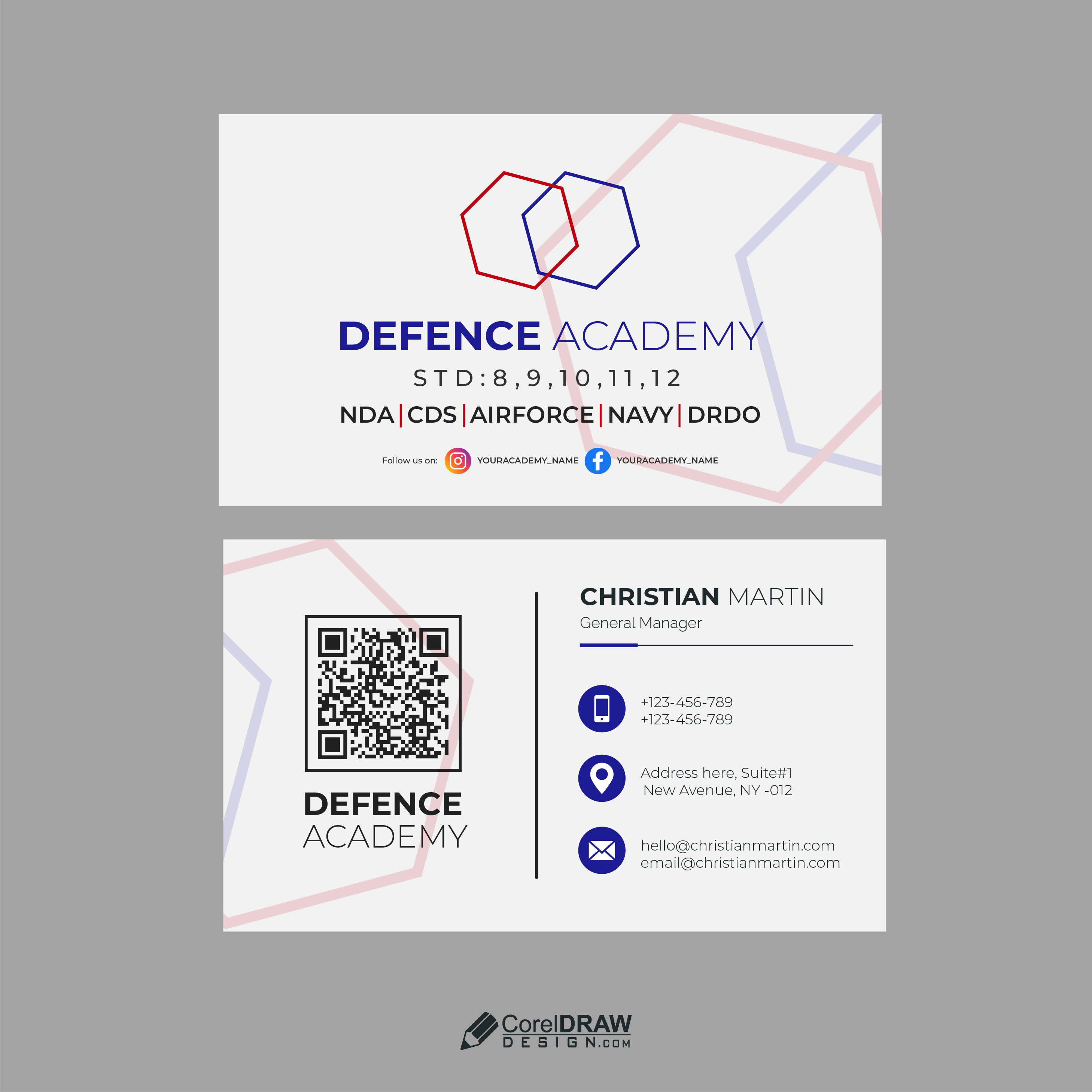 Simple Academy Elegant Trendy Realistic Business Card Vector