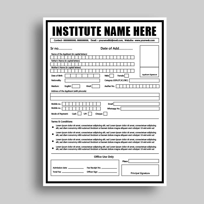 Simple and minimal student application form free cdr vector