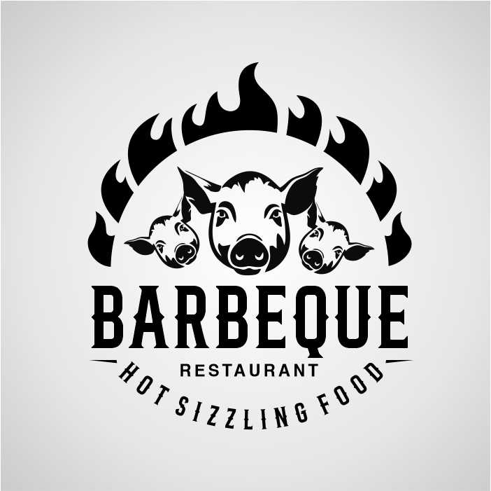 Simple BBQ Barbeque food logo restaurant vector