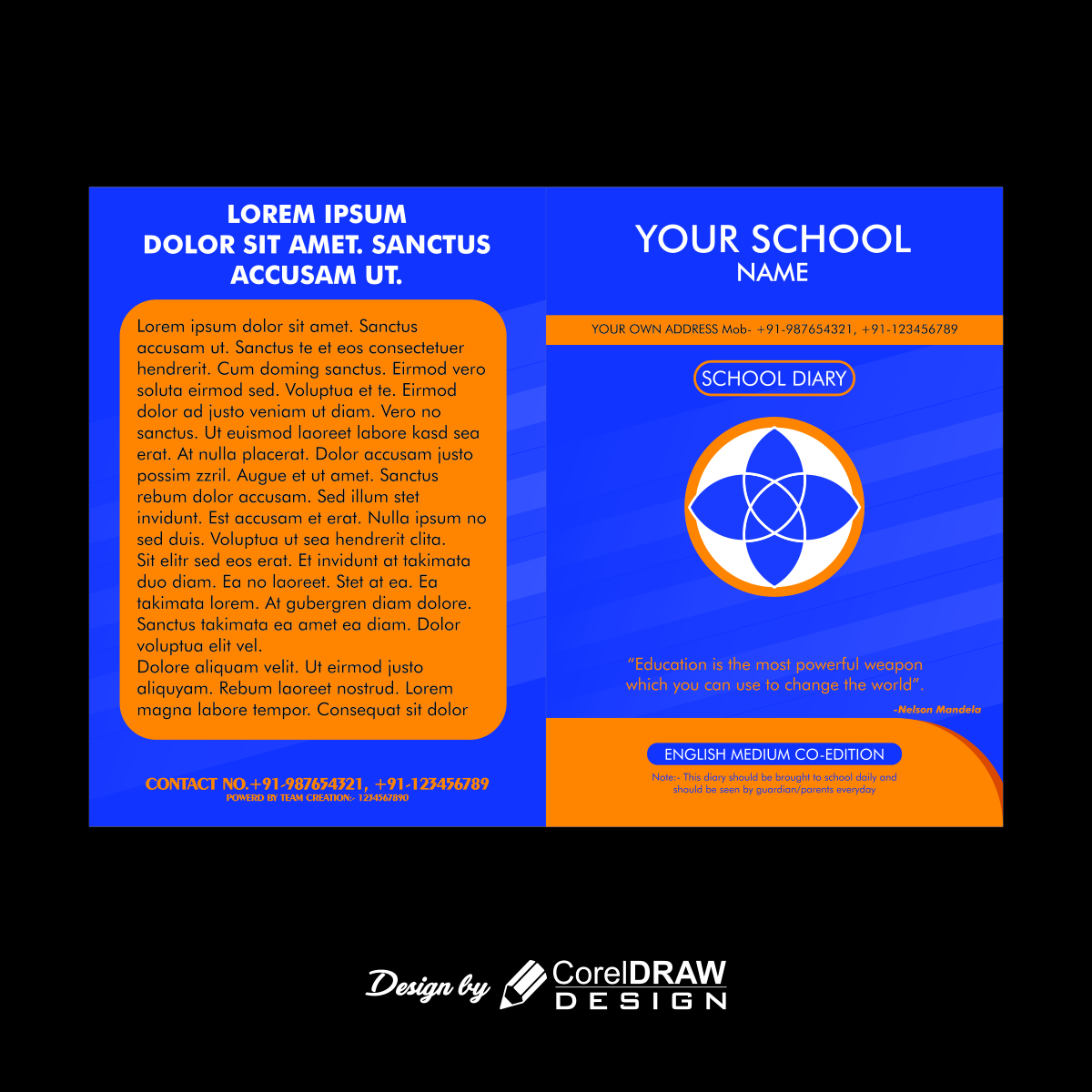 Simple Blue-Orange School Diary Cover