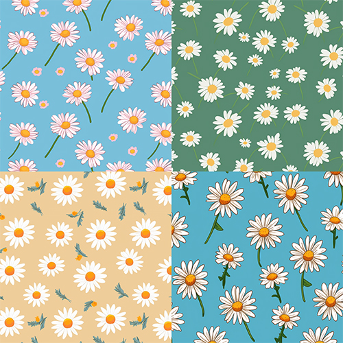 Simple cartoon daisy pattern collection free high quality stock image