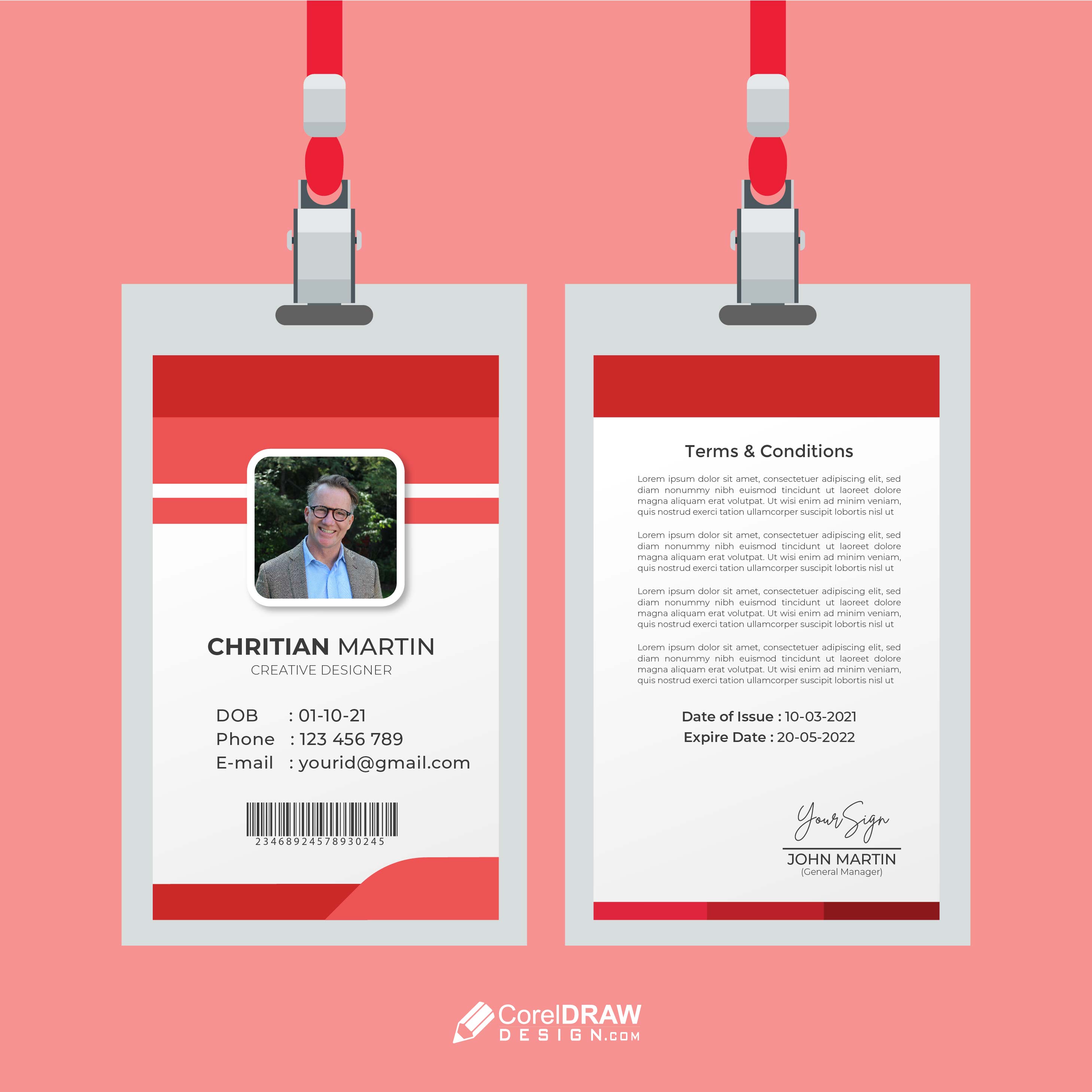 Simple Clean Elegant Corporate ID Card Template
