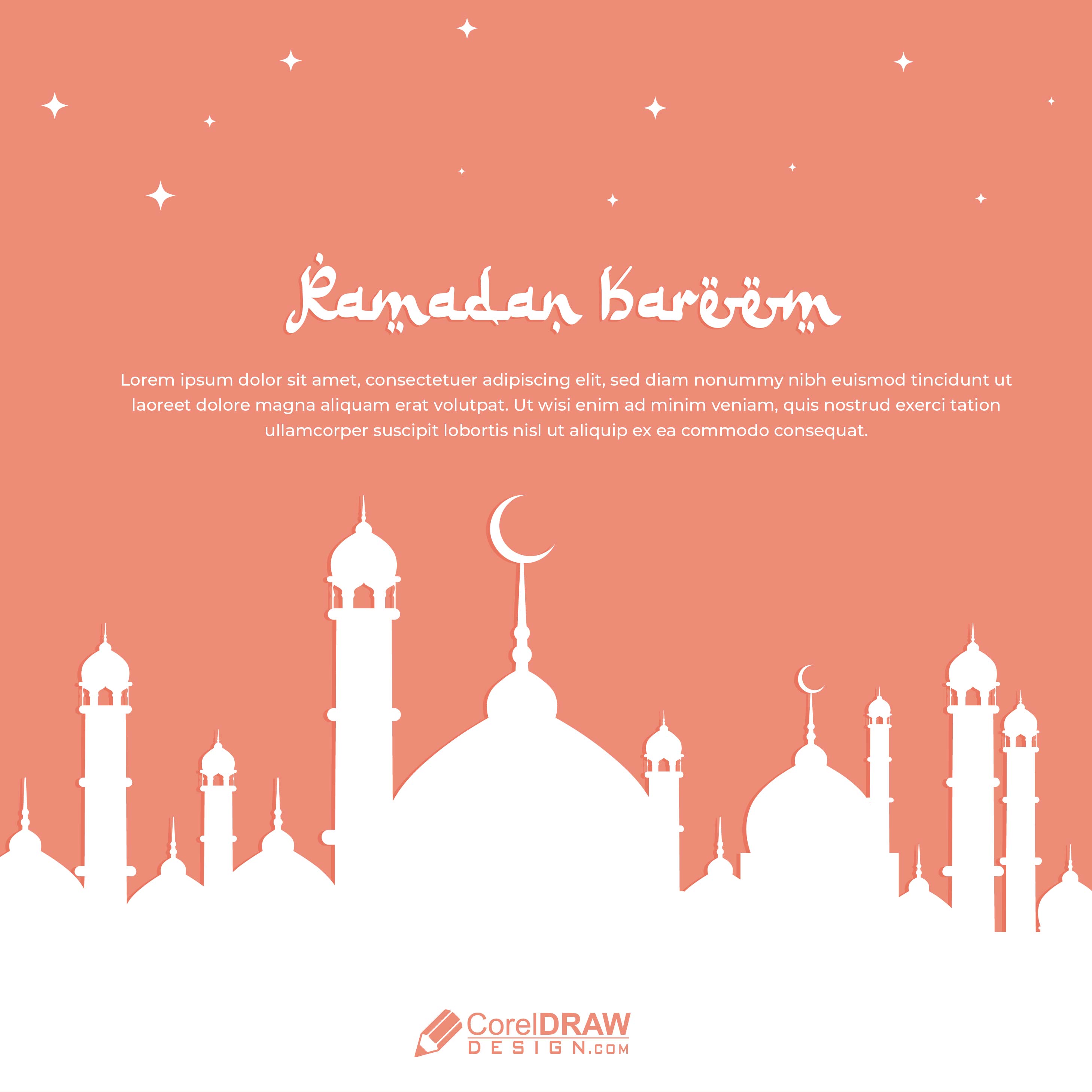 Simple Elegant Ramadan Kareem Papercut Wishes Background