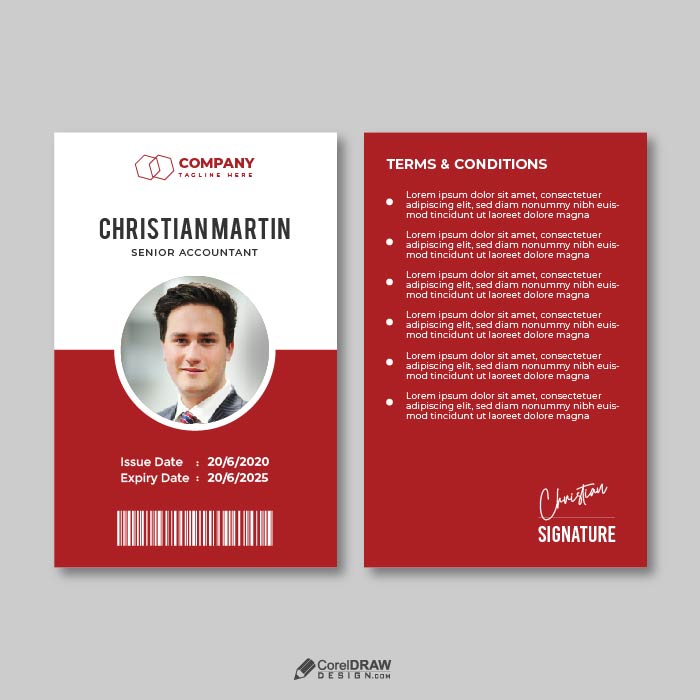 Simple Minimal Elegant Employee id card vector