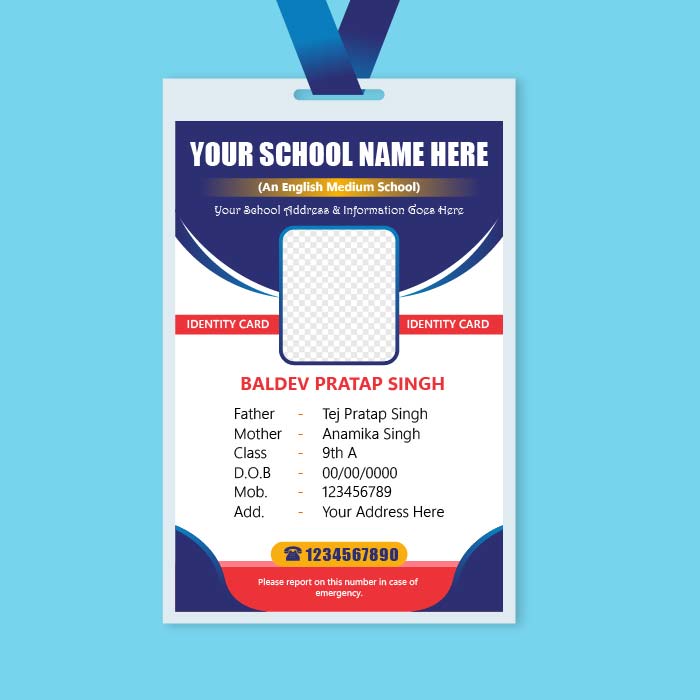 Simple single sided school identity student id card free cdr vector