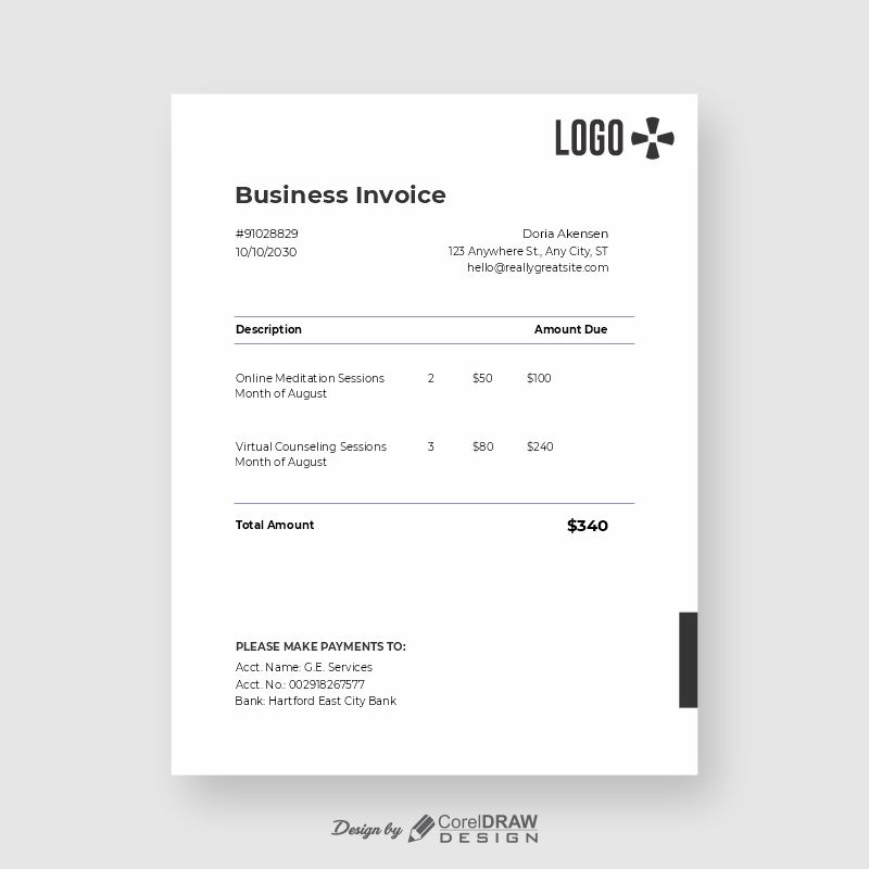 Simple Sobar Invoice Template Free Download From Coreldrawdesign