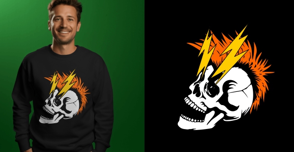 Skeleton skull screaming Print T-Shirt Logo Vector Design & Creativity For Free In CDR file