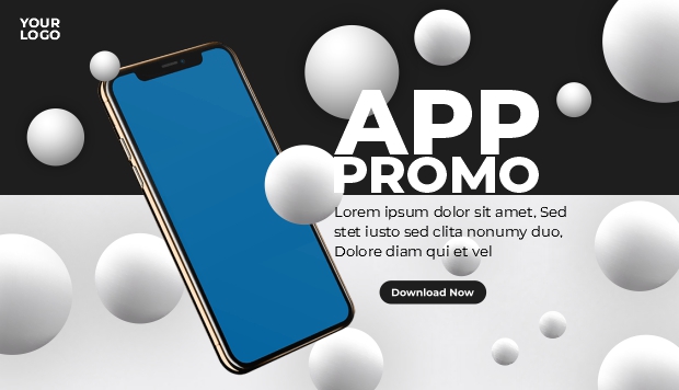 Smartphone app promotion banner and mockup  Free CDR