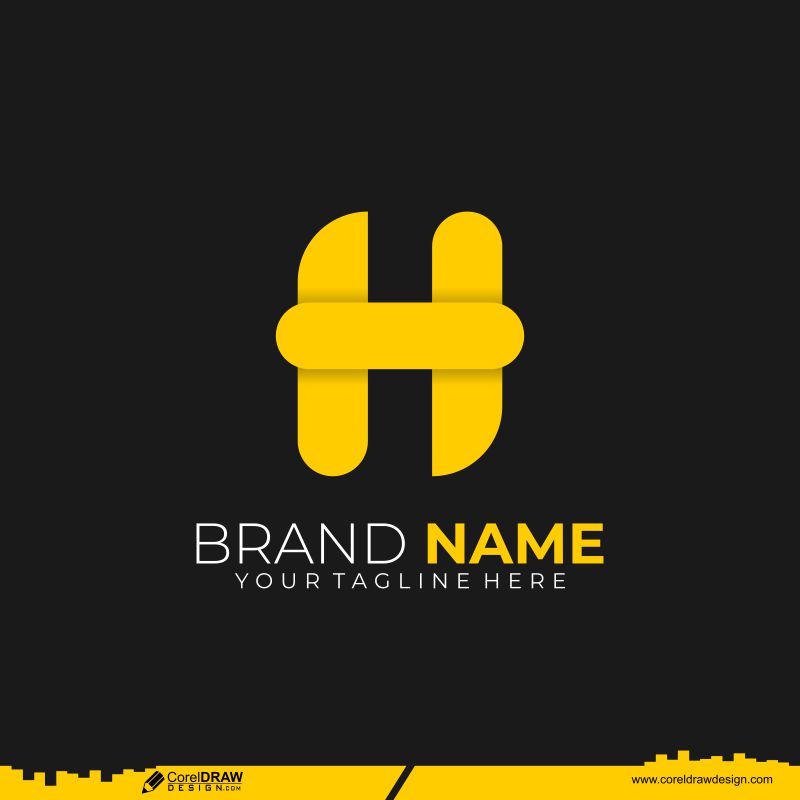 Smooth Yellow H Logo Template Design Free Vector