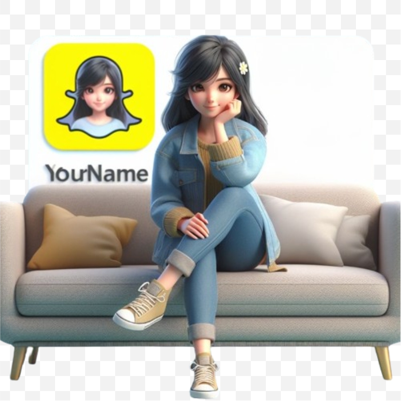 Snapchat Girl sitting on sofa with snapchat logo Animated Profile Photo dp png Download For Free 