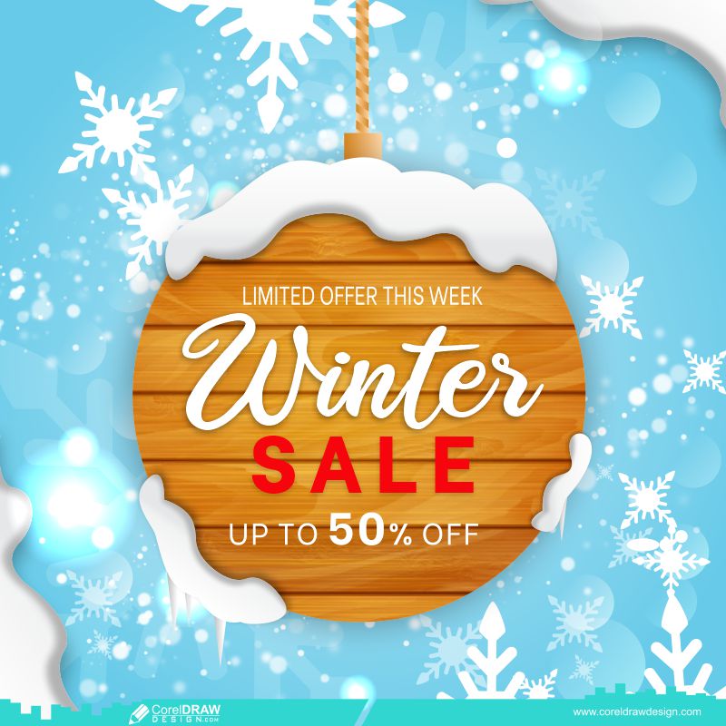 Download Snowflake Pieces Winter Sale Free Background  CorelDraw Design  (Download Free CDR, Vector, Stock Images, Tutorials, Tips & Tricks)