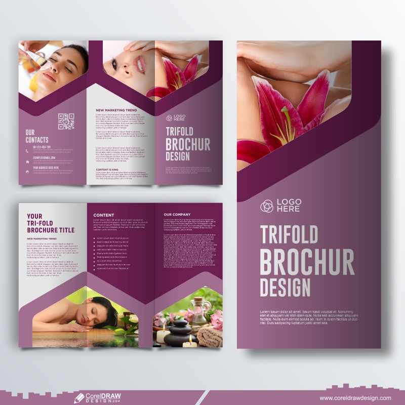 Download Spa Trifold Brochure Premium Template Design CDR | CorelDraw ...