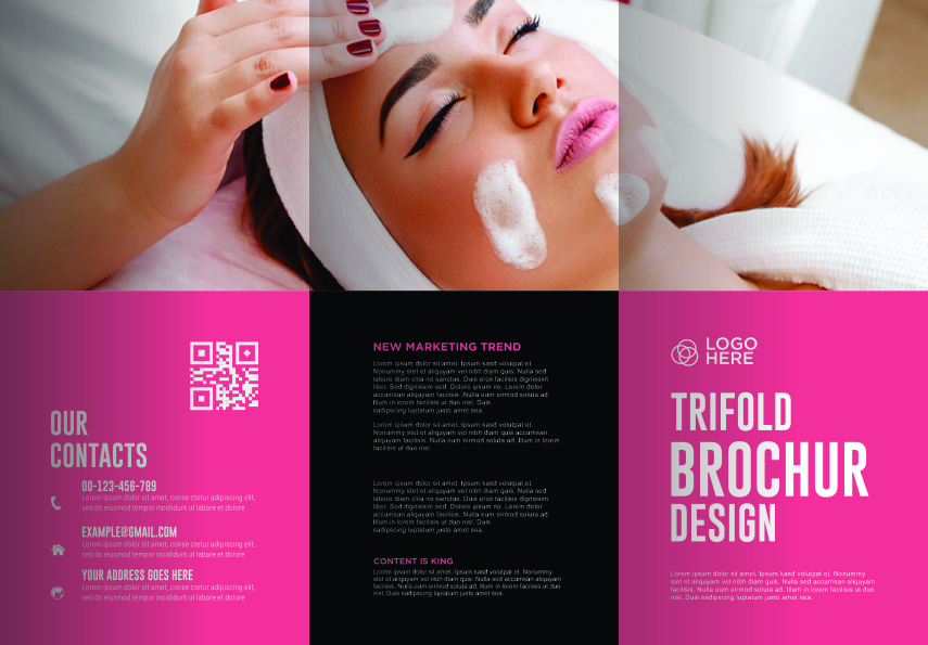 Spas And Salons Trifold Brochure Premium Template Design CDR