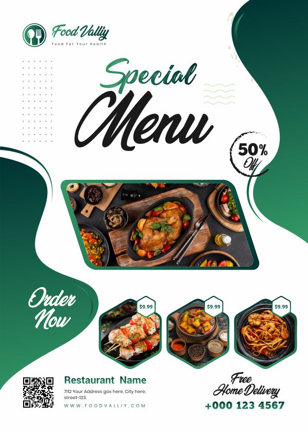 Special Menu poster design download for free