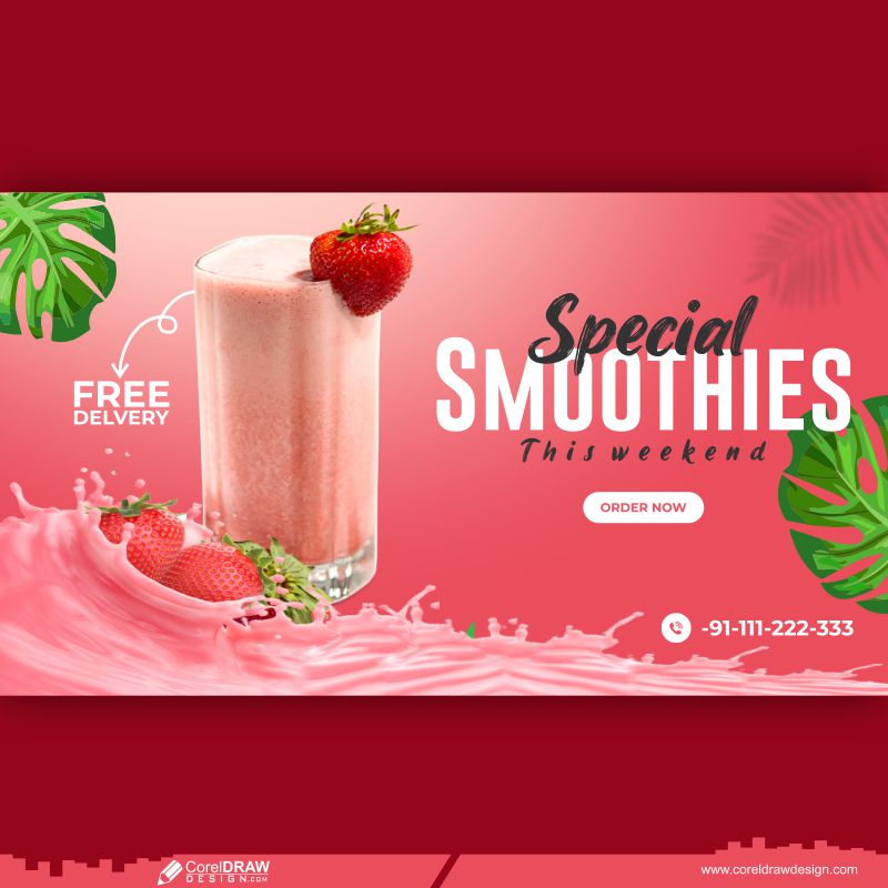 Special Smoothies Social Media Post Banner Template Premium Cdr