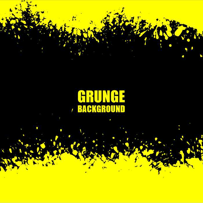 Splashed yellow grunge brush stroke vector background