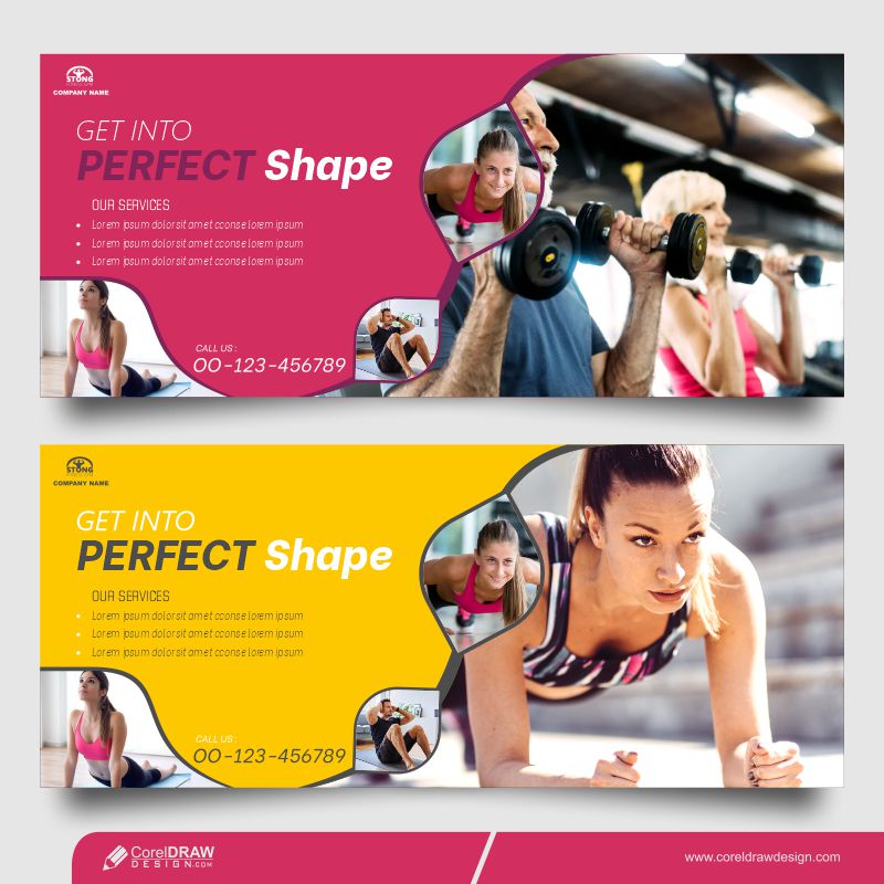 Sport And Tech Horizontal Banner Free Vector