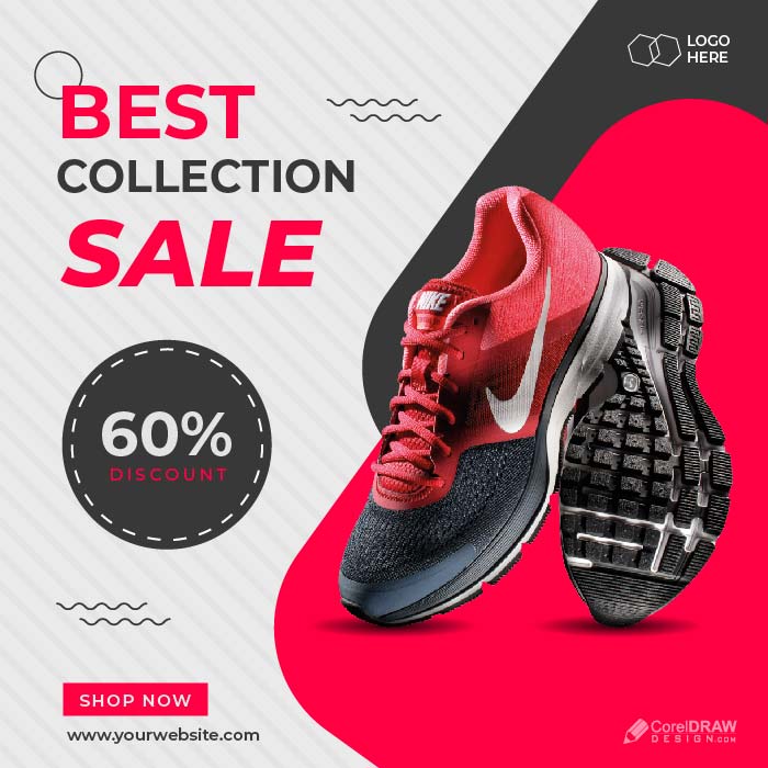 Sports Shoes Advertisement Promotional Banner Vector