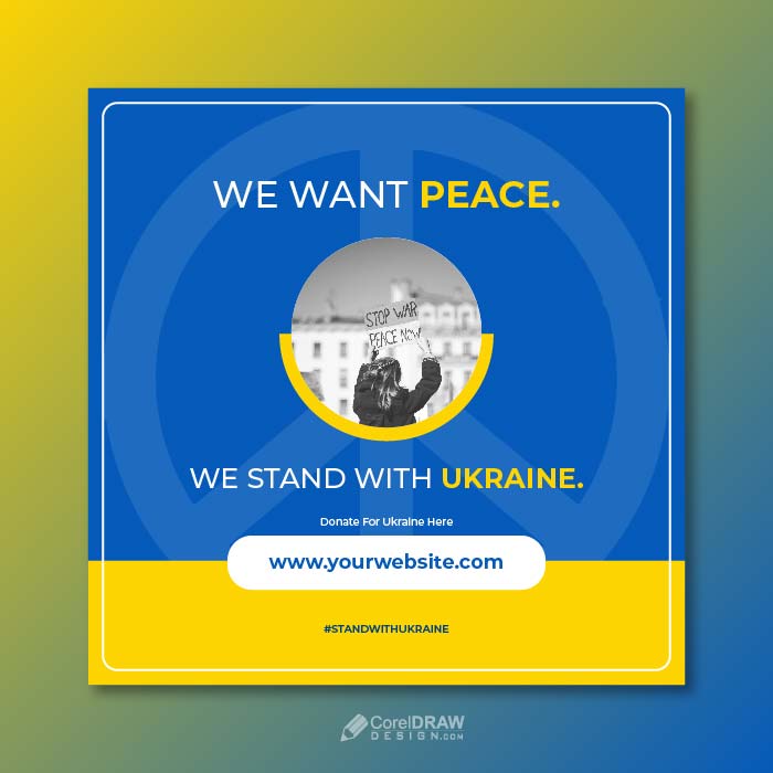 Stand with ukraine peace war symbol donation help vector poster