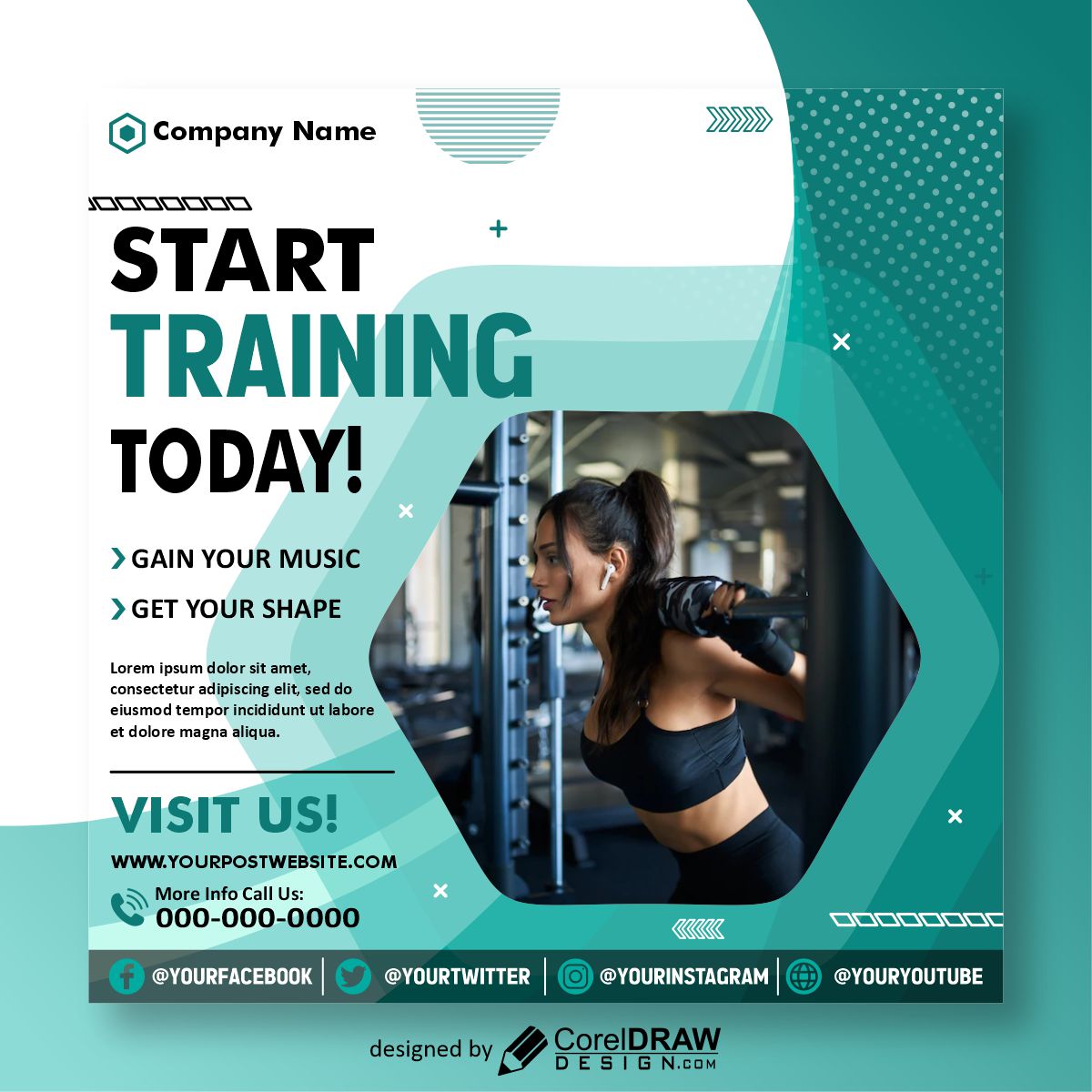 Start Training Today poster vector design