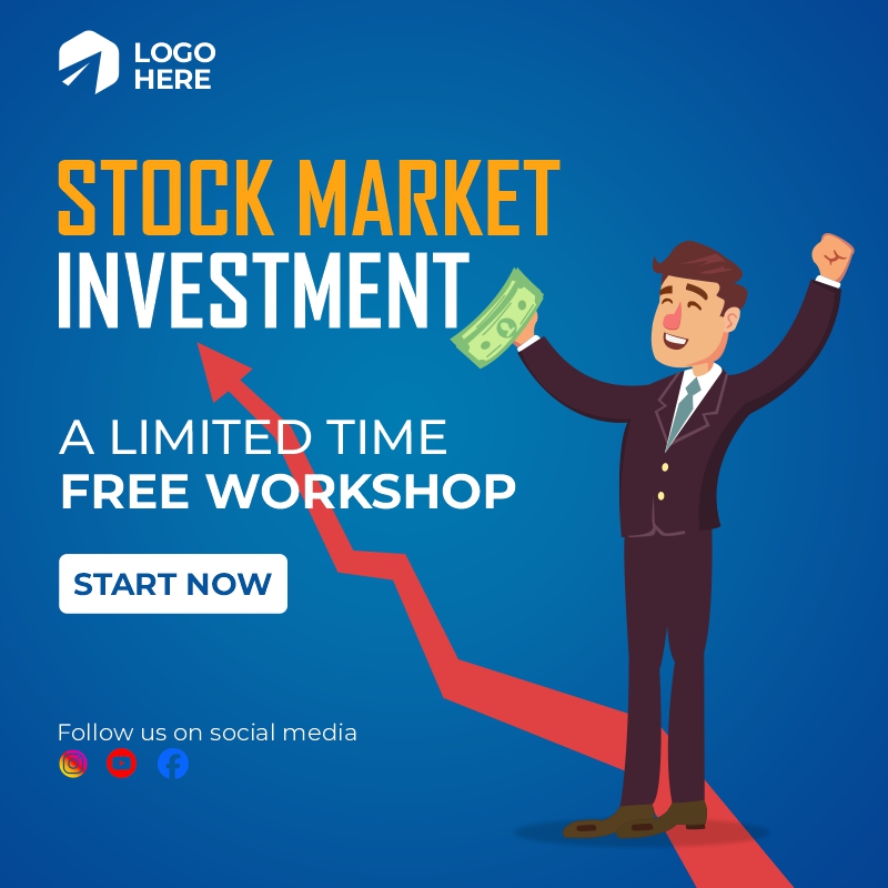 Stock market investment poster, Stock market banner, template design vector image