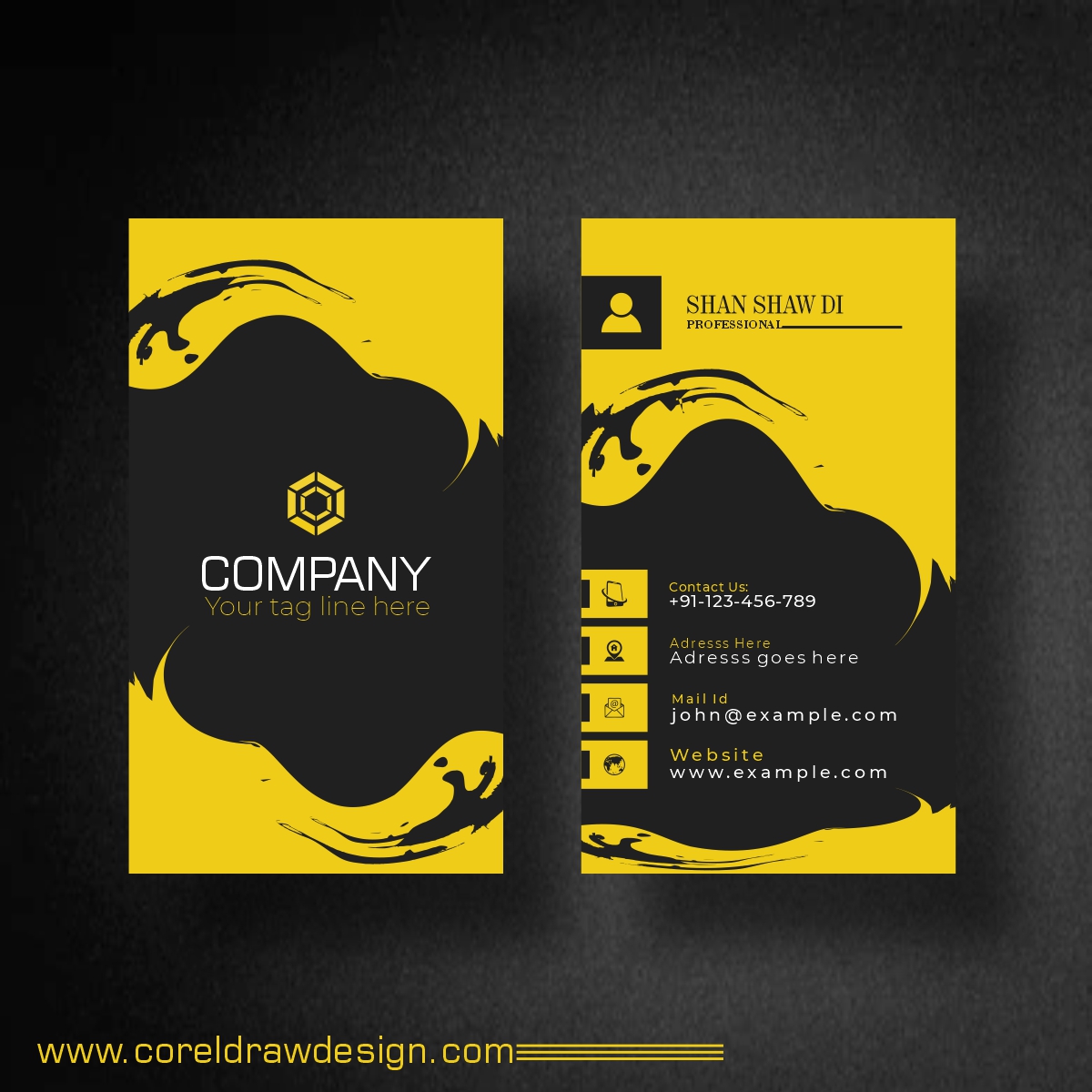 Download Stylish Business Card Design Free Vector  CorelDraw In Download Visiting Card Templates