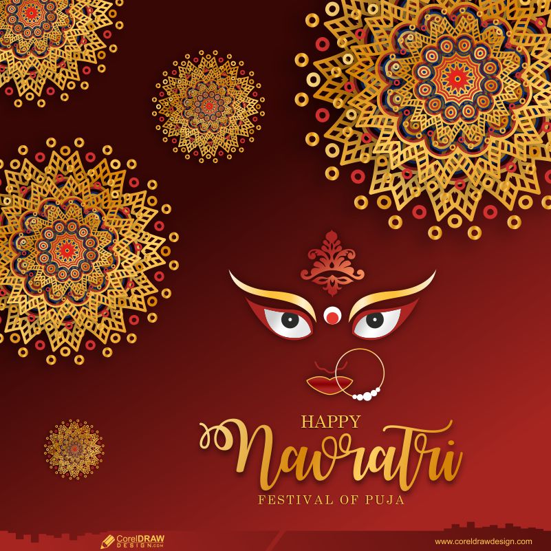Download Subh Navratri Durga Face in Indian religious Mandala Background  Free Premium Vector | CorelDraw Design (Download Free CDR, Vector, Stock  Images, Tutorials, Tips & Tricks)