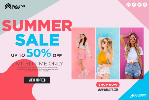 summer fashion sale banner template new design cdr free 2023