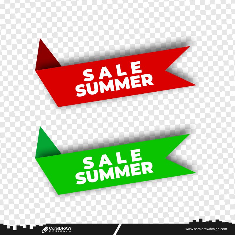 Summer Sale Red & Green Vector Banner Ribbon Background Free Vector