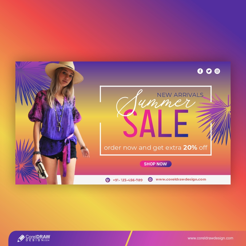 Summer Sale Tropical Banner Free Vector