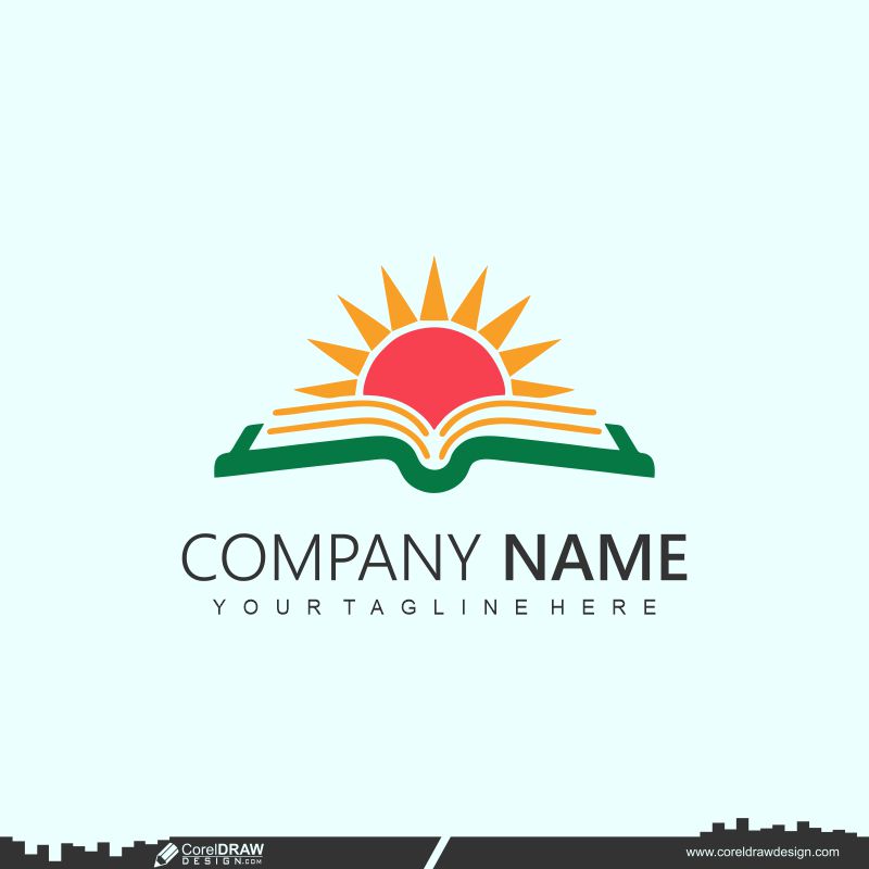 Sun & Book Education Logo Design Royalty Free Cdr Vector 