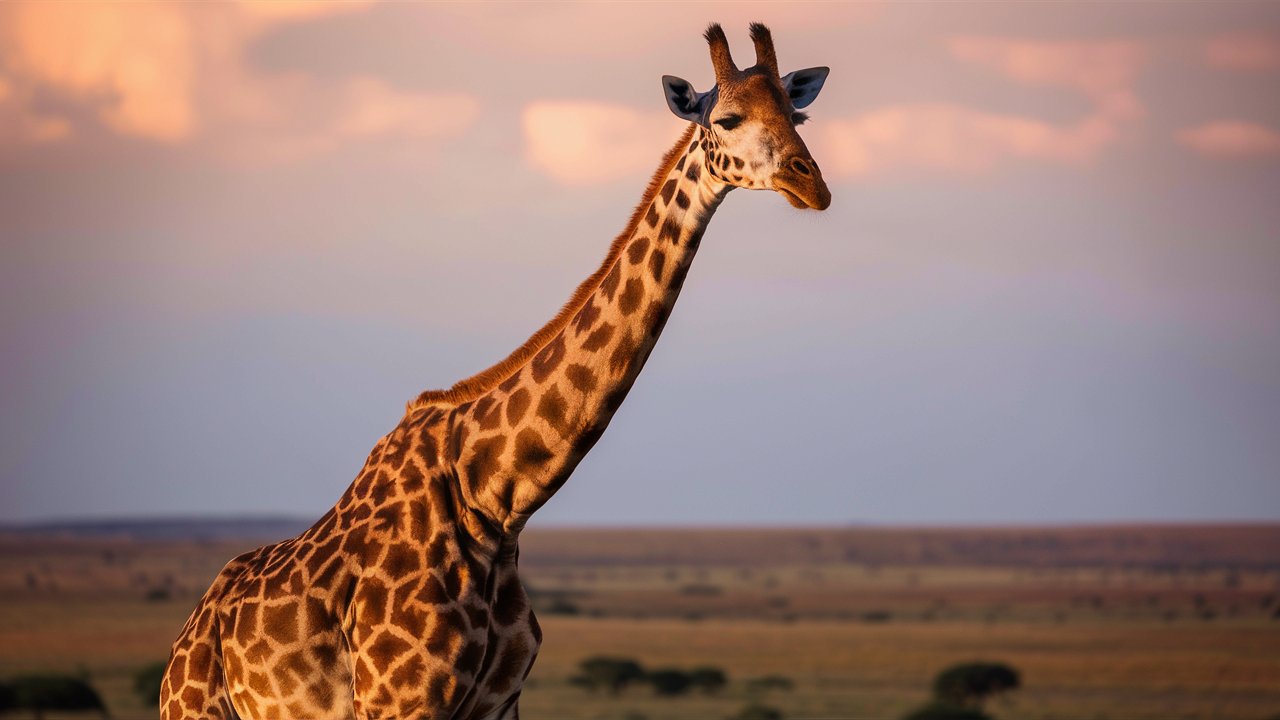 Sunset image of giraffe