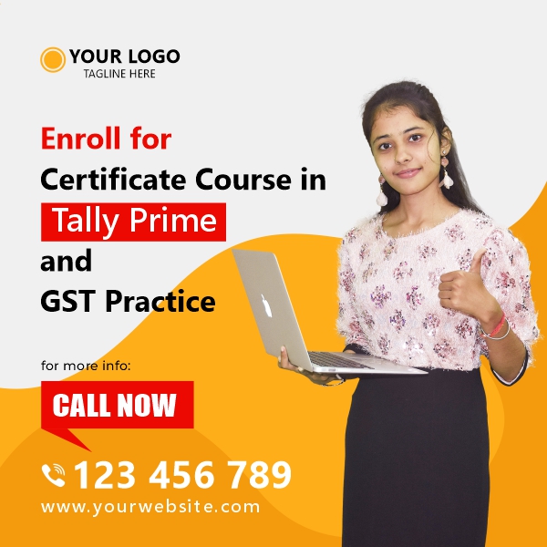Tally ERP banner, Tally ERP9 with GST, accounting course, banner design