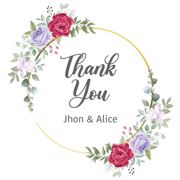 Thank you card with watercolor floral frame Free PSD