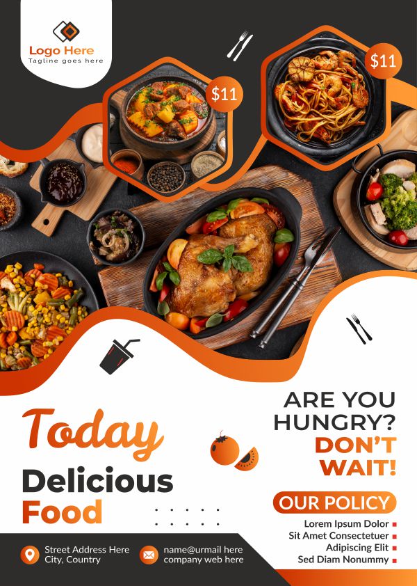 Today Delicious Food poster design download for free