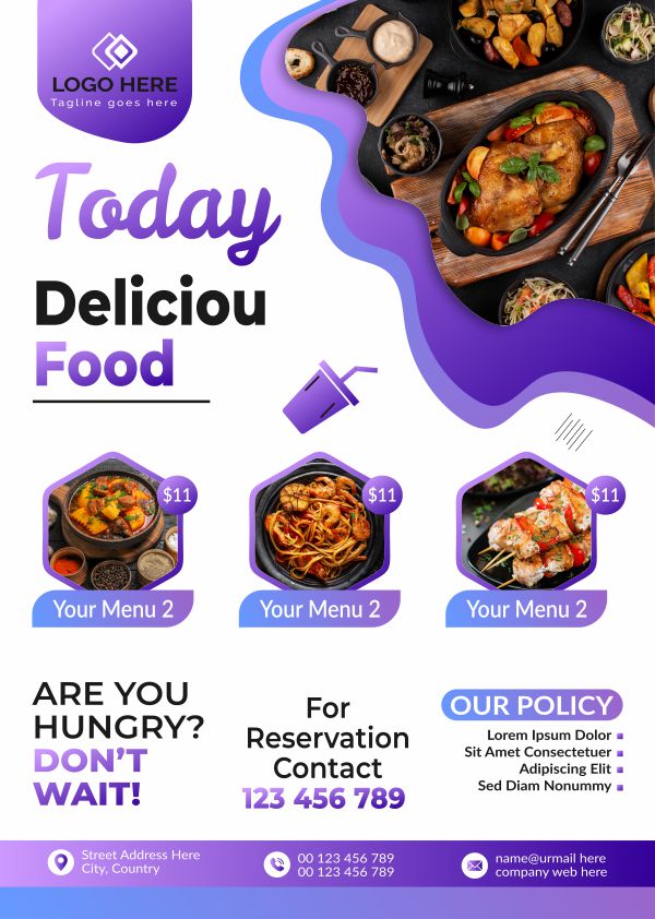 Today Delicious Food poster design download free