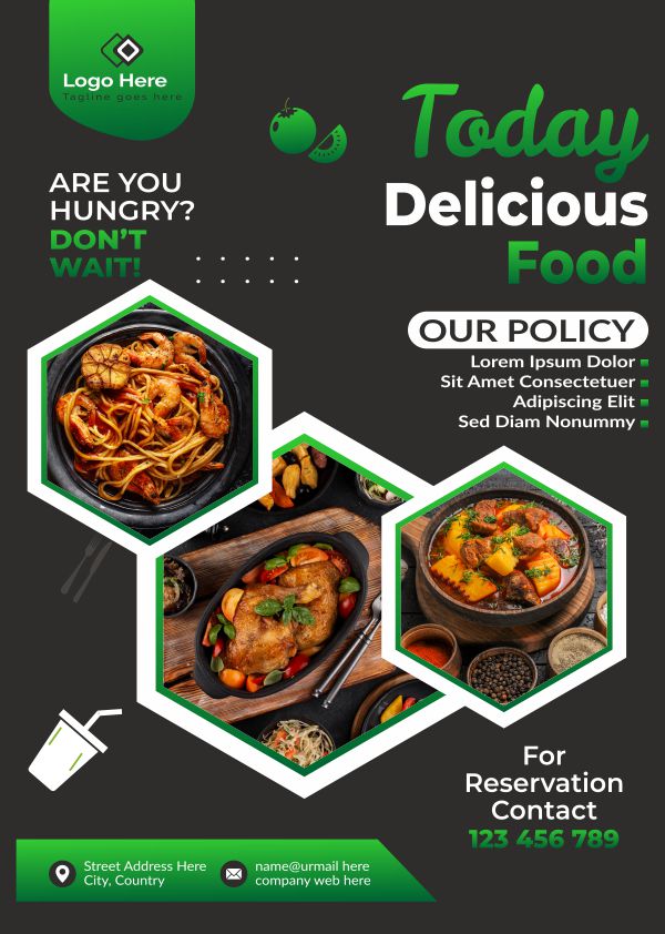 Today Delicious Food Service poster design download for free