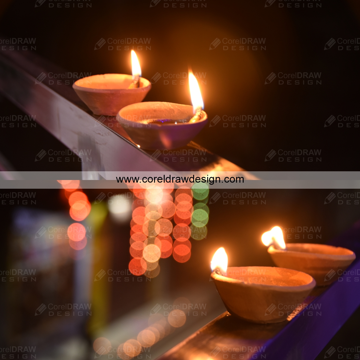 Traditional Clay Diya Lamps- Stock Photo