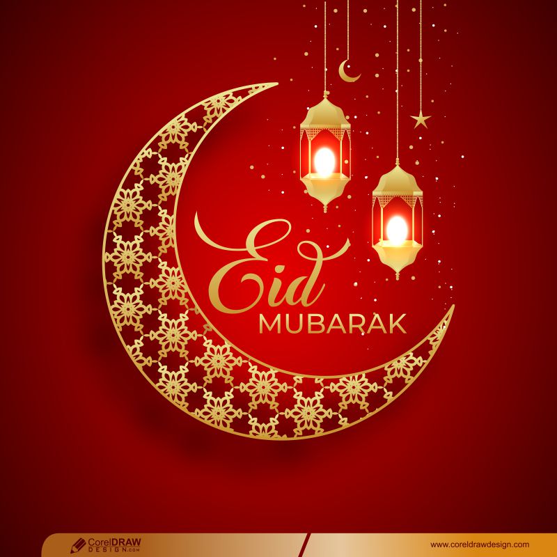 Download Traditional Eid Mubarak Festival Card With Islamic Decoration